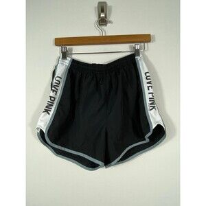 PINK Victoria’s Secret Running Shorts Black Logo Trim Athletic Size S